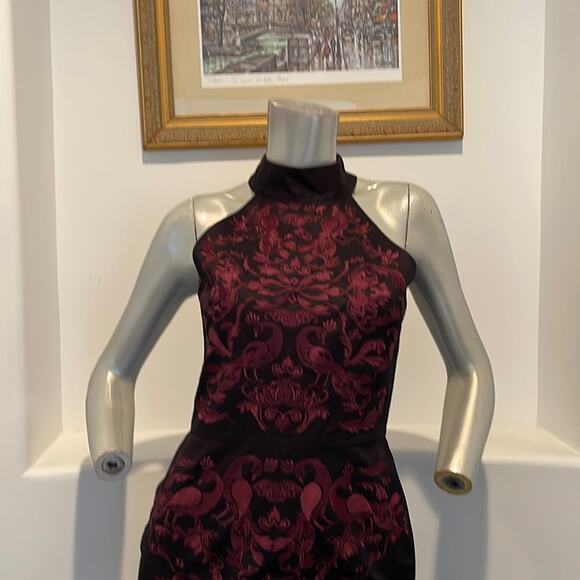 Wolf & Whistle London Halter Sheath Dress Red Jacquard size - Picture 5 of 11